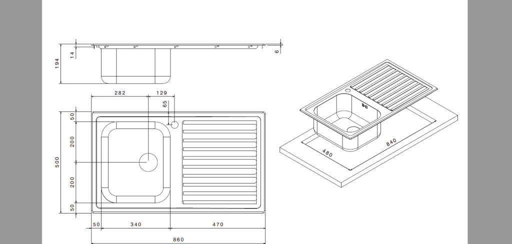 Lavello SAXT331A 86x50 cm sinistro