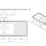 Lavello SAXT333A 116x50 cm 2 vasche gocciolatoio sinistro