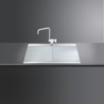 Lavello Smeg LI91SGS 90x50 cm 1 vasca con gocciolatoio a sinistra con vetri silver