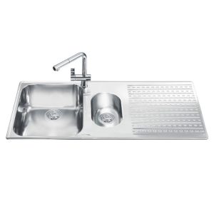 Lavello Smeg LTS102D2 inox 1+1/2 vasca con gocciolatoio destro 100x50 cm