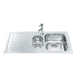 Lavello Smeg LV100S3 1 vasca + 1/2 con gocciolatoio sinistro 100x50 cm inox
