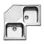 Lavello angolare da incasso ROAN2IBC 2 vasche con gocciolatoio 83x83 cm inox