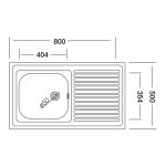 Lavello appoggio 80x50 SA216 1 vasca e gocciolatoio sinistro