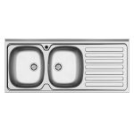 Lavello da appoggio Mediterraneo120 con 2 vasche sinistre e gocciolatoio destro con alzatina inox