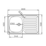 Lavello da appoggio Mediterraneo801 con 1 vasca sinistra e gocciolatoio destro con alzatina inox