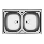 Lavello da appoggio Mediterraneo802 con 2 vasche e alzatina inox