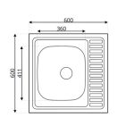 Lavello da appoggio SA24 una vasca 60x60cm. inox