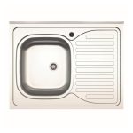 Lavello da appoggio SA30 una vasca con gocciolatoio destro 80x60cm. inox