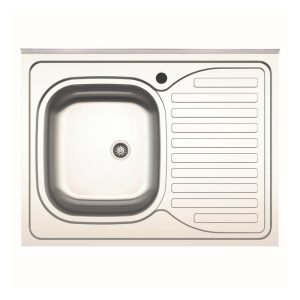 Lavello da appoggio SA30 una vasca con gocciolatoio destro 80x60cm. inox