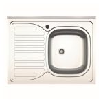 Lavello da appoggio SA30 una vasca con gocciolatoio sinistro 80x60cm. inox