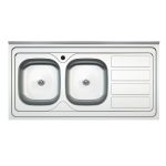 Lavello da appoggio SA46 due vasche con gocciolatoio destro 120x60cm. inox