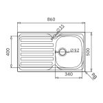 Lavello da incasso Adriatico861 monostampo con 1 vasca destra e gocciolatoio sinistro inox