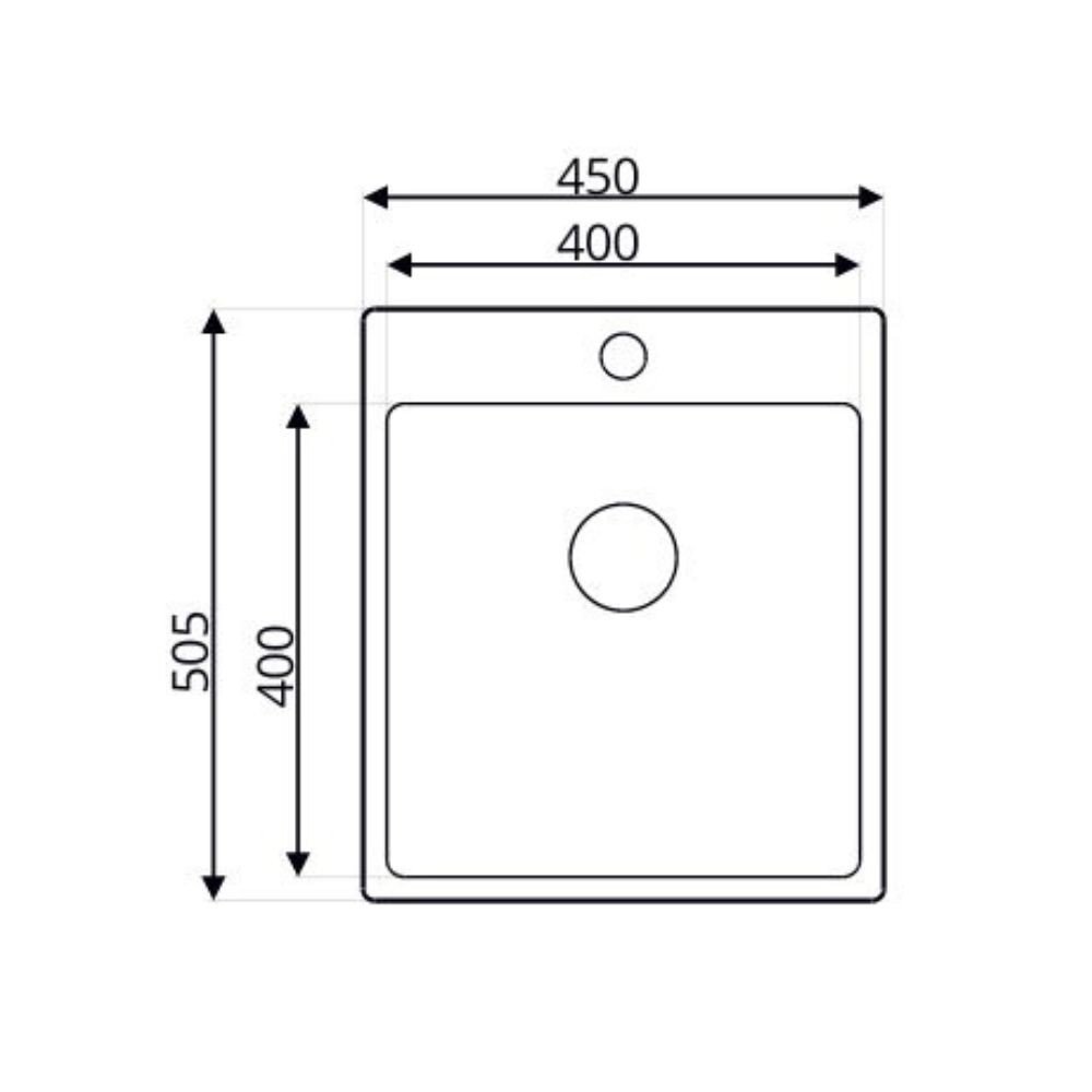 Lavello da incasso SA381 1 vasca 45x50.5 cm. inox