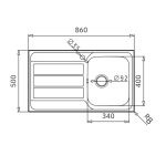Lavello da incasso Tirreno861 con 1 vasca destra con gocciolatoio sinistro inox