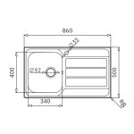 Lavello da incasso Tirreno861 con 1 vasca sinistra con gocciolatoio destro inox
