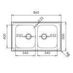 Lavello da incasso Tirreno862 2 vasche 86x50 inox