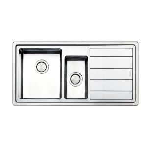 Lavello incasso LNP1002IRB 1 vasca e 1/2 con gocciolatoio destro 100x50 inox