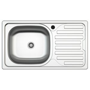 Lavello incasso SA07 una vasca con gocciolatoio destro 43.5x76 cm. inox