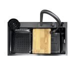 Lavello incasso SA3541 una vasca 75x45 cm. completo di accessori trattamento PVD acciaio nero