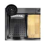 Lavello incasso SA3541 una vasca 75x45 cm. completo di accessori trattamento PVD acciaio nero