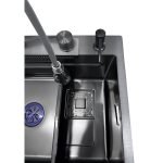 Lavello incasso SA3541 una vasca 75x45 cm. completo di accessori trattamento PVD acciaio nero