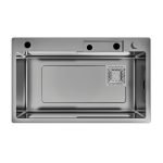 Lavello incasso SA3541 una vasca 75x45 cm. completo di accessori trattamento PVD acciaio nero