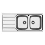 Lavello incasso Tirreno116 con 2 vasche destre e gocciolatoio sinistro inox