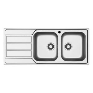 Lavello incasso Tirreno116 con 2 vasche destre e gocciolatoio sinistro inox