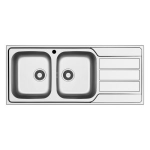 Lavello incasso Tirreno116 con 2 vasche sinistre e gocciolatoio destro inox