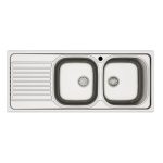 Lavello incasso cucina MP1162SX acciaio116x50 cm due vasche e gocciolatoio sinistro