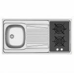 Lavello monoblocco reversibile Indiano120 1 vasca con foro per piano cottura da 30 cm. inox