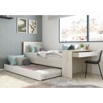 Letto 1950 con scrivania integrata e letto estraibile reversibile bianco vintage e bianco