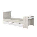 Letto 1950 con scrivania integrata e letto estraibile reversibile bianco vintage e bianco
