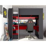 Letto a castello 5050 antracite rosso con scrivania