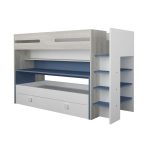 Letto a castello 6070 bianco celeste con scrivania estraibile