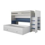 Letto a castello 6070 bianco celeste con scrivania estraibile