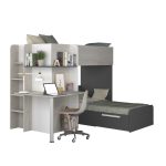 Letto a castello 6885 con scrivania reversibile bianco vintage antracite