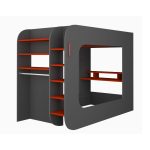 Letto a soppalco 5000 con postazione gamer reversibile antracite rosso
