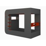 Letto a soppalco 5000 con postazione gamer reversibile antracite rosso