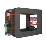 Letto a soppalco 5000 con postazione gamer reversibile antracite rosso