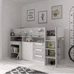 Letto a soppalco 6020 bianco antracite con scrivania estraibile reversibile