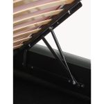 Letto matrimoniale Napoli Grande imbottito con contenitore in tessuto barrel 83 grigio chiaro con bottoni