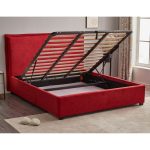 Letto matrimoniale Neso contenitore tessuto rosso