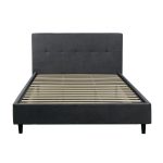 Letto matrimoniale Snello con rete fissa in tessuto Ash grigio