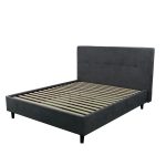 Letto matrimoniale Snello con rete fissa in tessuto Ash grigio