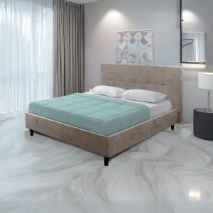 Letto matrimoniale Snello con rete fissa in tessuto Enjoy 03 tortora