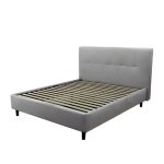 Letto matrimoniale Snello con rete fissa in tessuto grigio chiaro