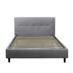 Letto matrimoniale Snello con rete fissa in tessuto grigio chiaro