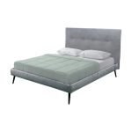 Letto matrimoniale Stiletto con rete fissa in tessuto grigio chiaro