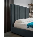 Letto matrimoniale Wilma imbottito con contenitore in tessuto Vogue 12 blu pacific